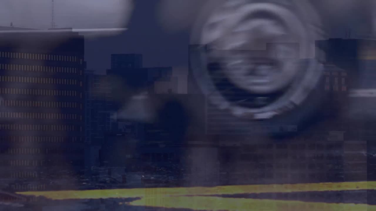 animación del procesamiento de datos sobre el tráfico vial en la ciudad.