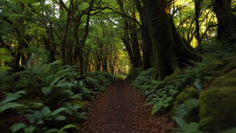camino del bosque verde y exuberante