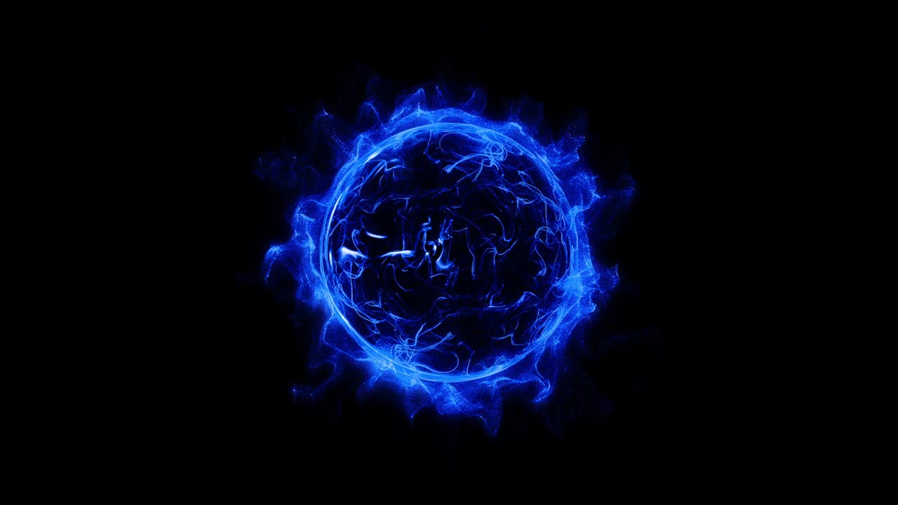 animación de azul circular brillante brillante anillo de luz chispa poderoso efecto explosión de polvo.