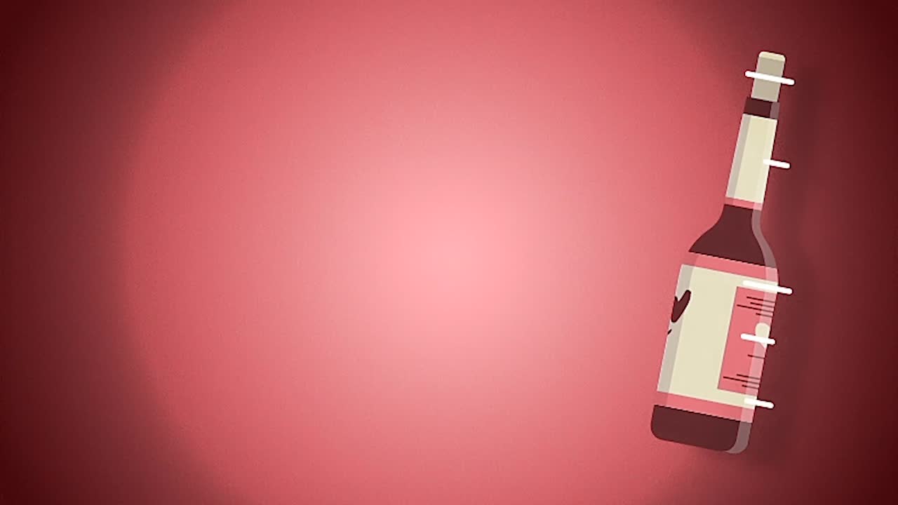 ilustración romántica de una botella de vino