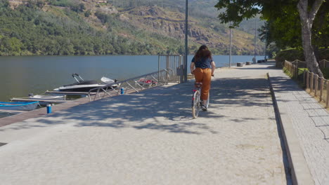 riding a bike close to the douro river