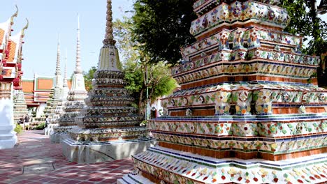 pagodas and architecture in wat pho, bangkok