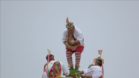 a cinematic view of dancing by voladores de papantla