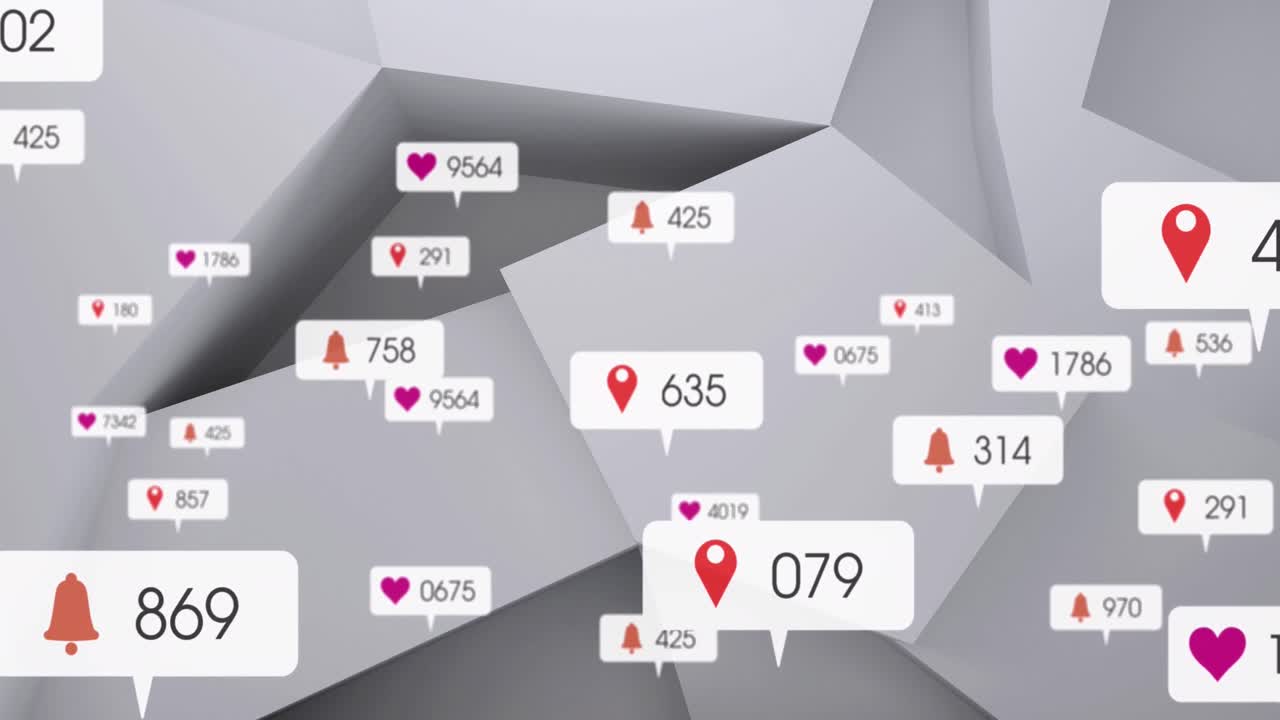 추상적인 패턴 위에 소셜 미디어 데이터 처리의 애니메이션