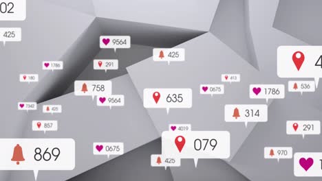 animación del procesamiento de datos de las redes sociales sobre un patrón abstracto