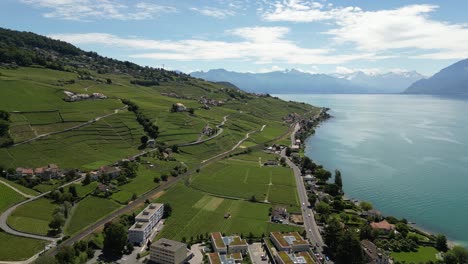 the beautiful village of grandvaux on the shores of lake geneva in lavaux, switzerland