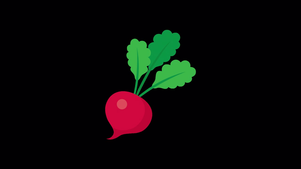 Animated Radish Growing with Green Leaves