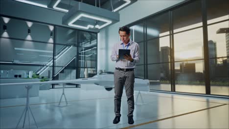 drone technician in modern facility