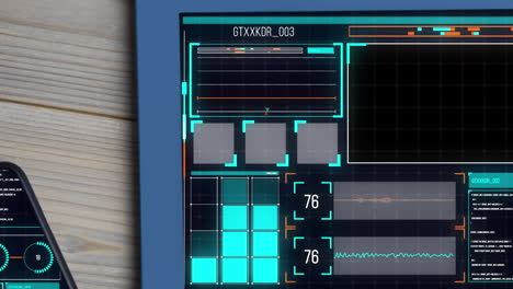 digital interface on digital tablet and smartphone