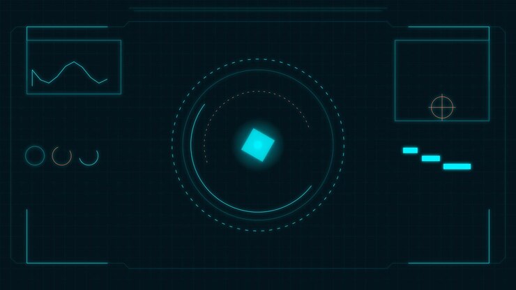 Futuristic Digital HUD Interface with Rotating Circular Scan