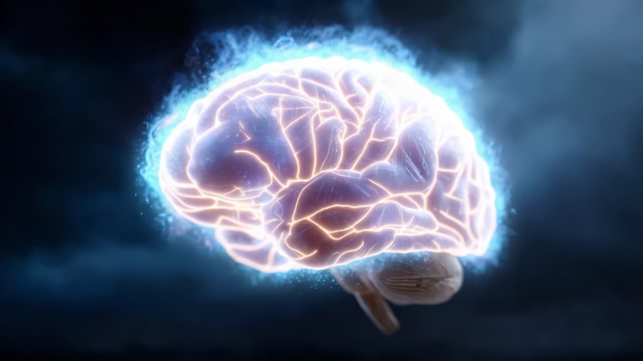A Glowing Transformation of the Human Brain, Showcasing Intricate Neural Networks and Energetic Waves Emanating from the Mind in a Stunning Visual Representation