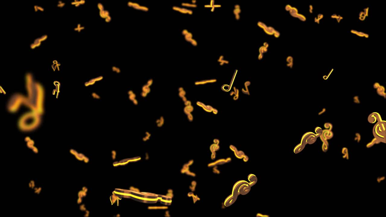 Flying music notes animated 3d for event concert title festival presentation music award fashion