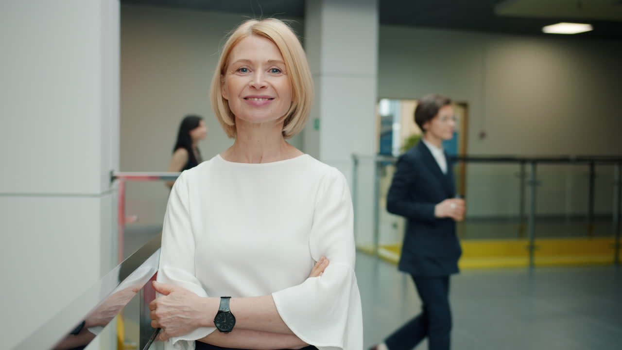 Business woman in an office building