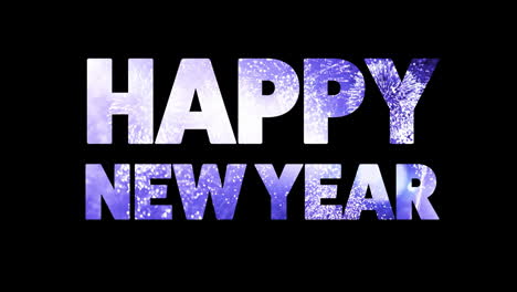 animación de texto de feliz año nuevo y fuegos artificiales sobre fondo negro