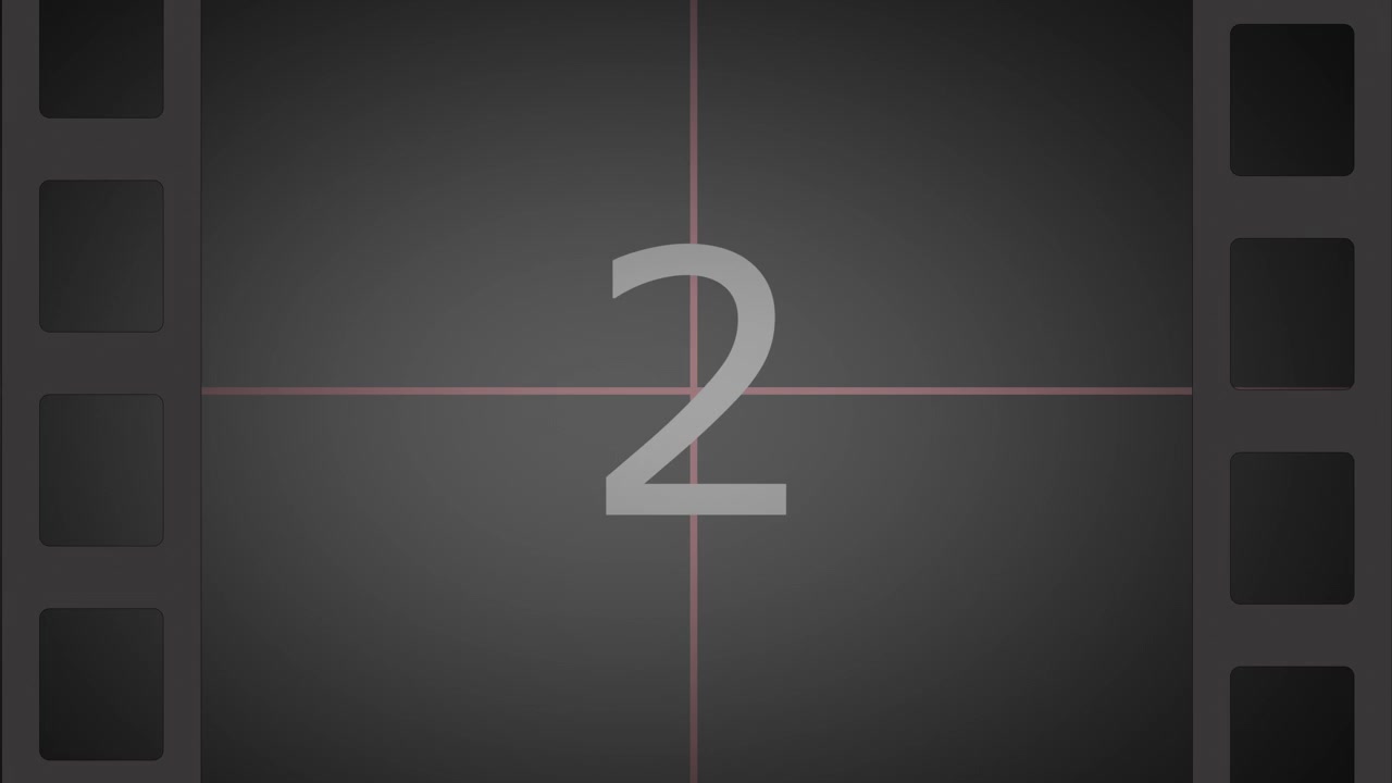 Animated Film Leader Countdown with Numbers and Crosshair