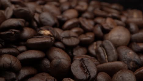 close-up of rich roasted coffee beans. probe lens