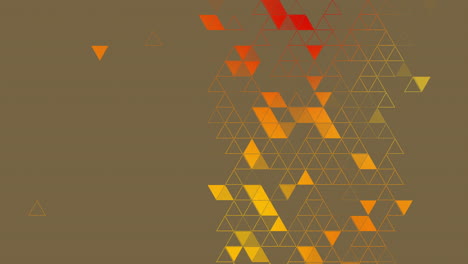 animated frame of yellow and red triangles flickering on a bronze background. looped motion graphics. copy space.