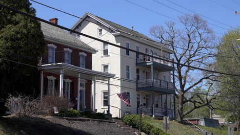 houses with porches and balconies in a small town