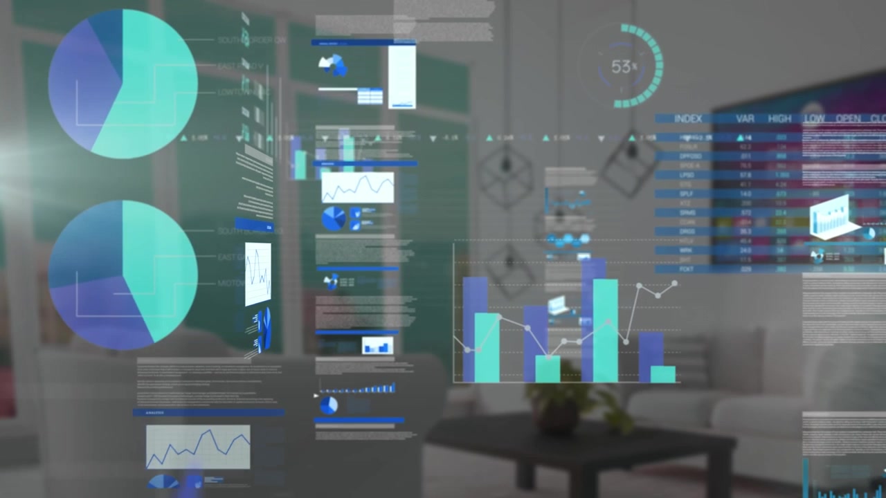 Animasjon av databehandling over husinteriør