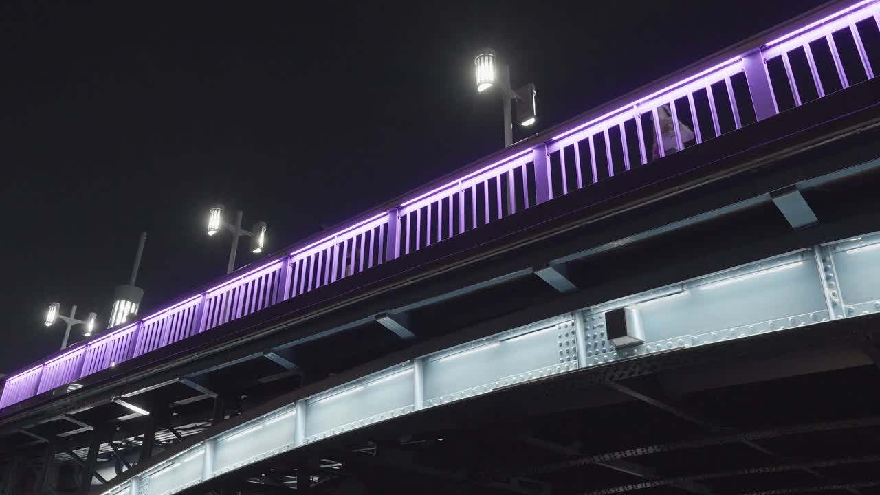 Bridge at Night with Purple Lights