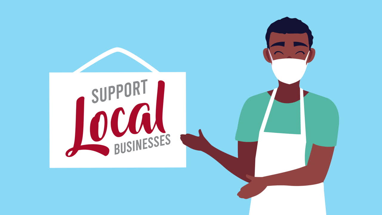apoyar a las empresas locales: hombre que usa máscara