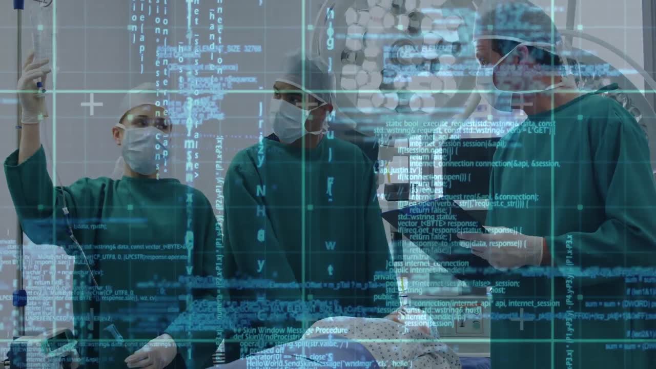 Animation of data processing over diverse doctors during surgery