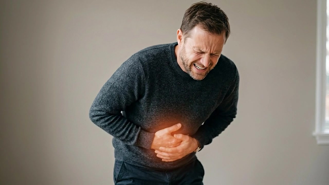 Man Suffering From Severe Abdominal Pain