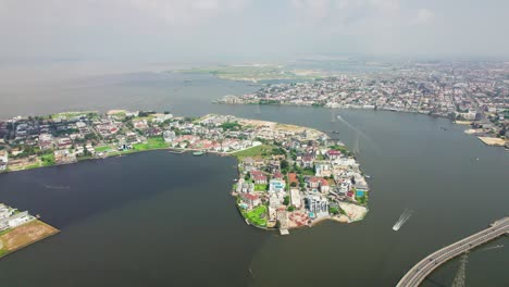 the landscape of banana island, the richest neighbourhood in lagos shows the lekki-ikoyi link bridge