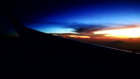 beautiful morning sunrise view from commercial airplane windows