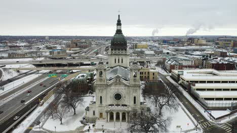 basilica of saint mary in minneapolis on cold winter day