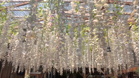 floral composition hanging on wedding venue