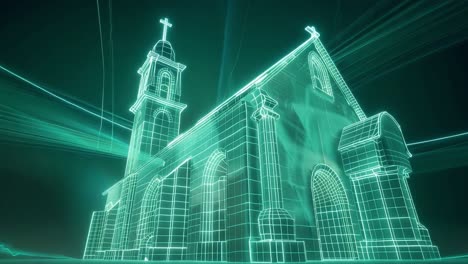 3d wireframe rendering of a church