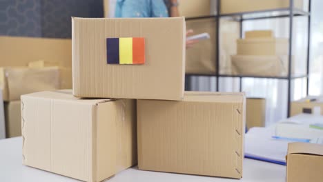 belgium flag on a logistics cargo package.