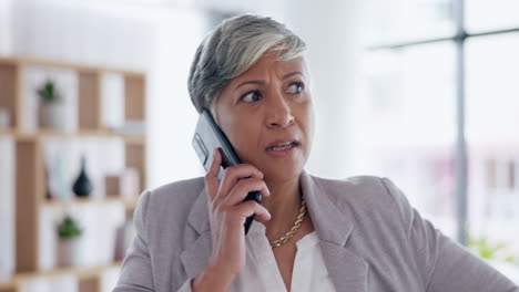 phone call, conflict and an angry business woman