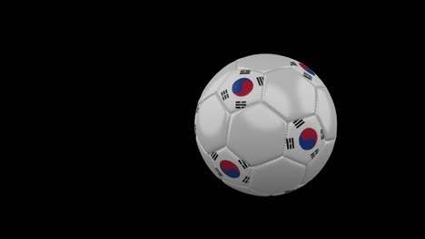 투명한 배경에 날아다니는 축구공에 대한 한국 국기, 알파 채널