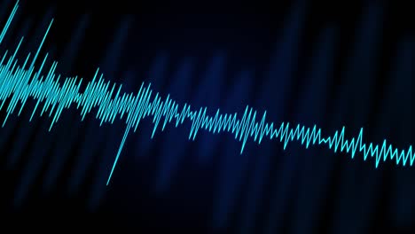 abstract blue digital equalizer sound or audio waveform on black loop background .