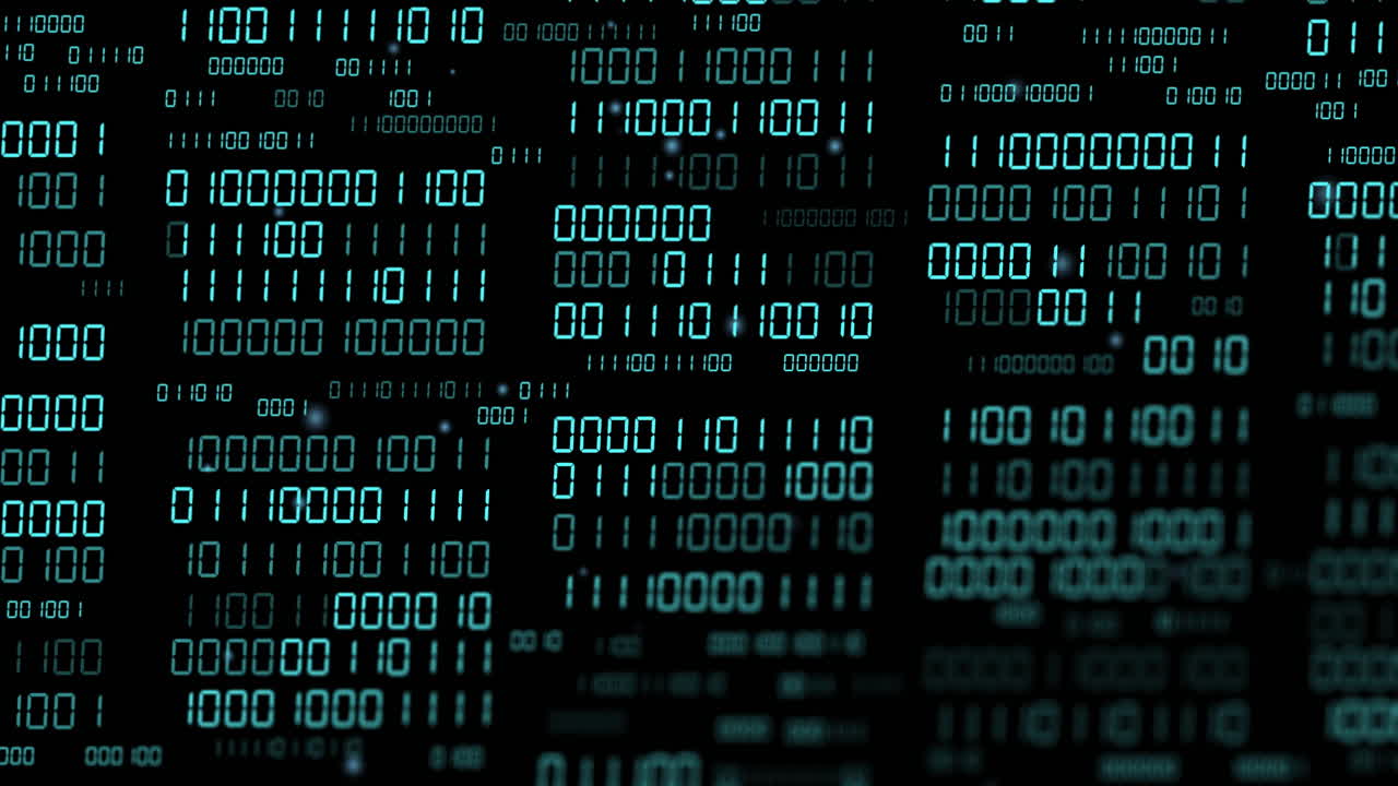 Animation of binary coding and data processing