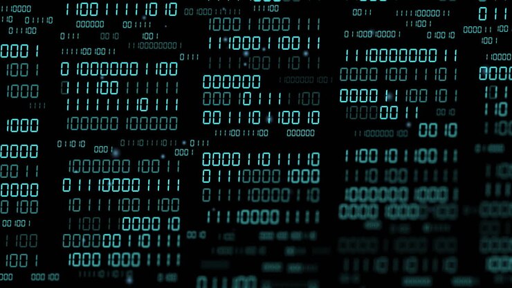 Animation of binary coding and data processing