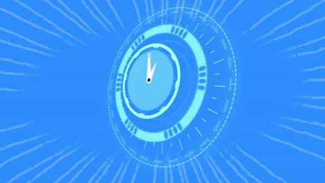 animation of clock moving over blue background