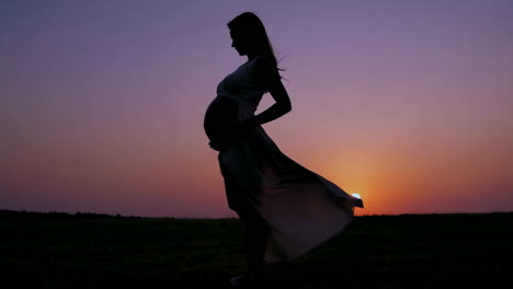 pregnant woman at sunset