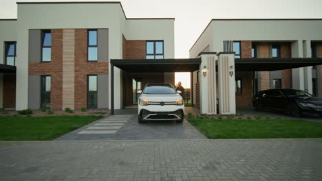 modern townhouses with cars