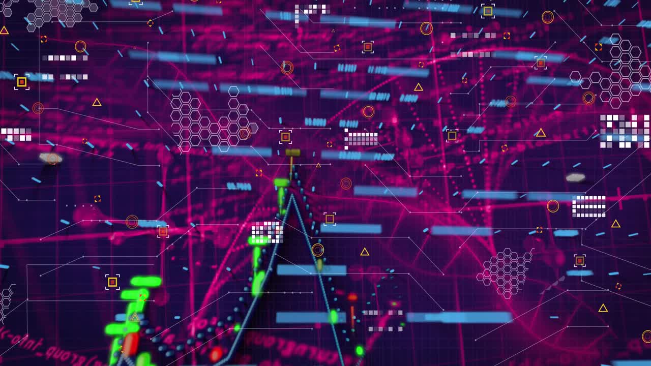 파란색 배경 위의 데이터 처리 애니메이션