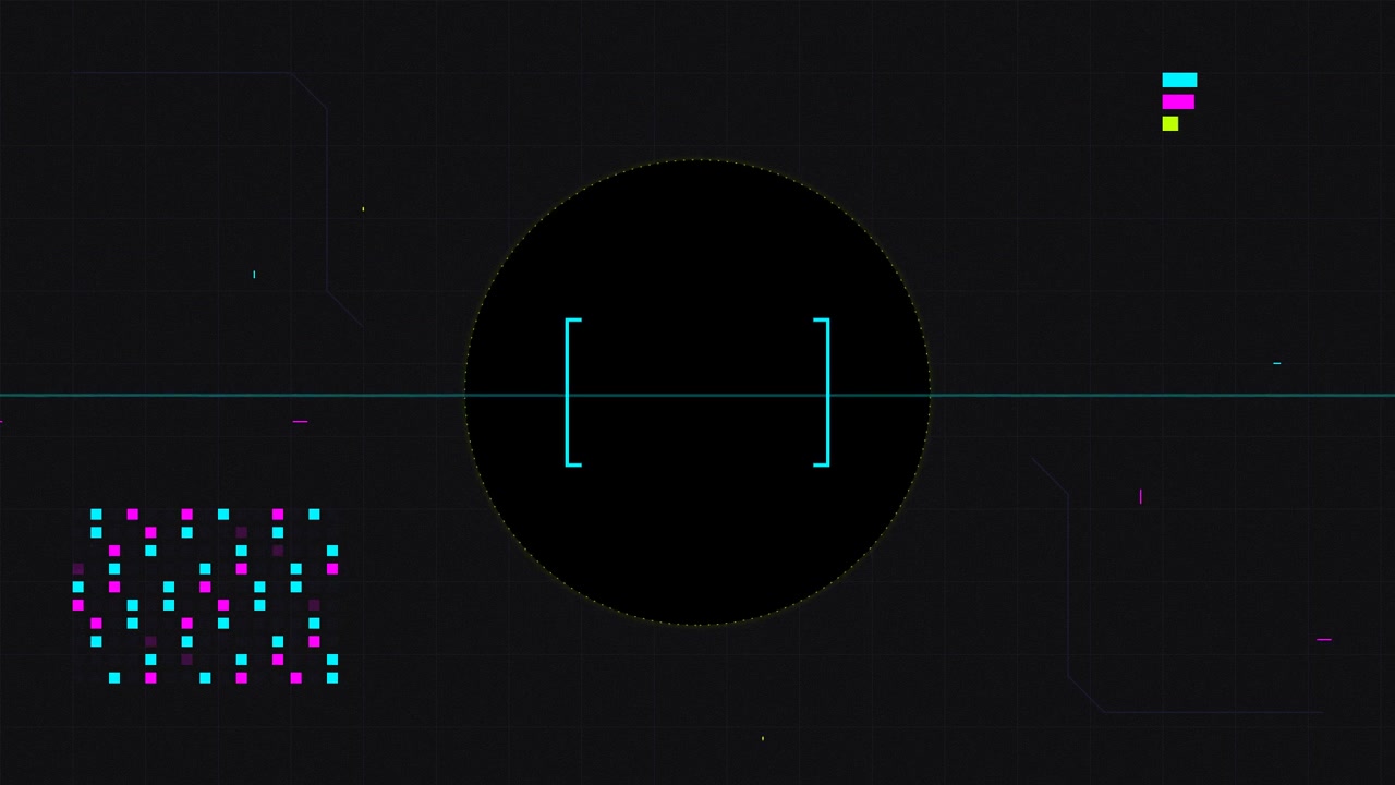 Abstract Digital Interface with Pulsing Geometric Elements and Data Visualization