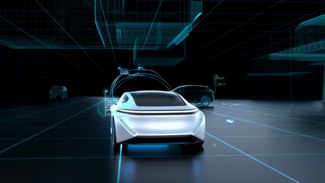 futuristic autonomous car in a digital environment