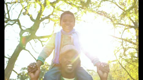 Feliz-Padre-E-Hijo-En-El-Campo-El-Día-De-Otoño