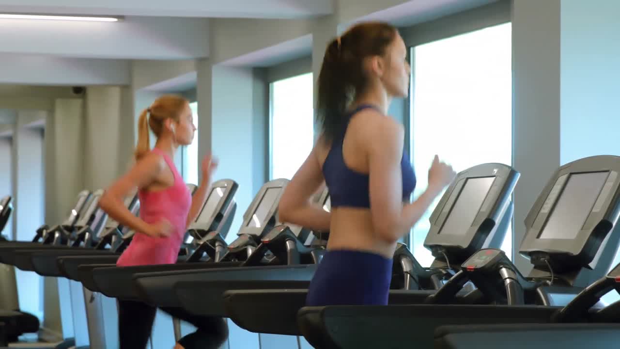 체육관 에서 운동 하는 건강 한 여자 들