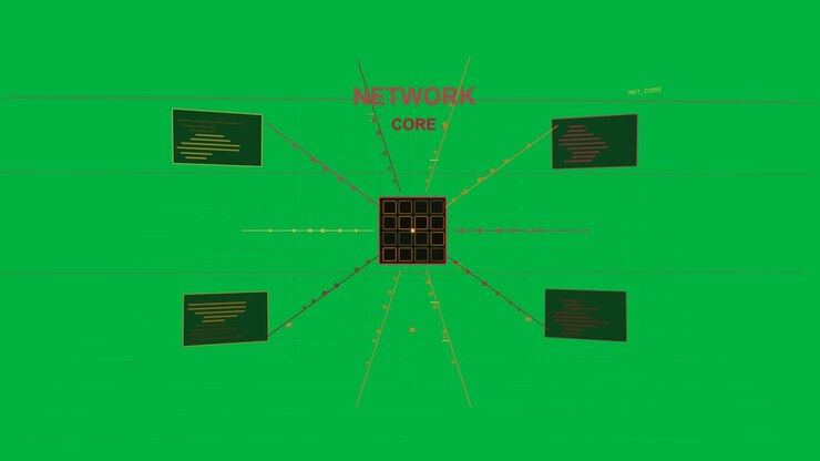 Dark frame revealing neon grid, 4x4 core expanding, nodes pulsing, visualizing flow, transparent