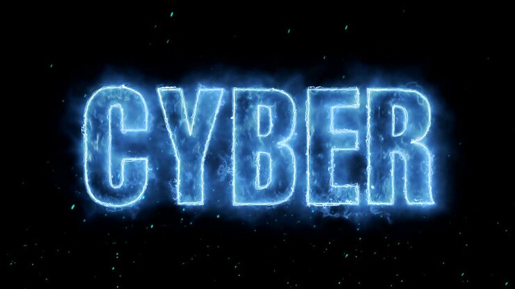 Parola Cyber che brucia ardentemente su fiamme realistiche, scintille e fumo, animazione in loop continuo e senza interruzioni
