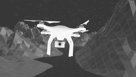 Fliegende-Drohne-über-Den-Bergen