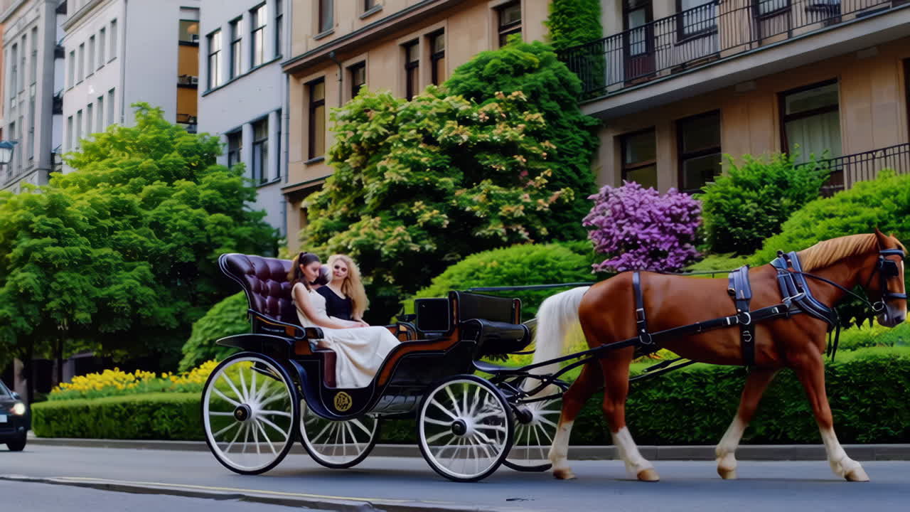 Elegant Carriage Ride Through European City